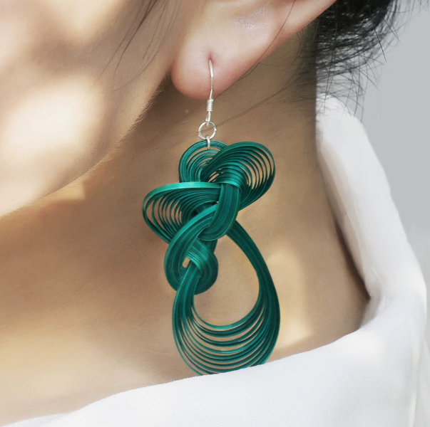 red bamboo knot earrings | handmade chinese style jewelry