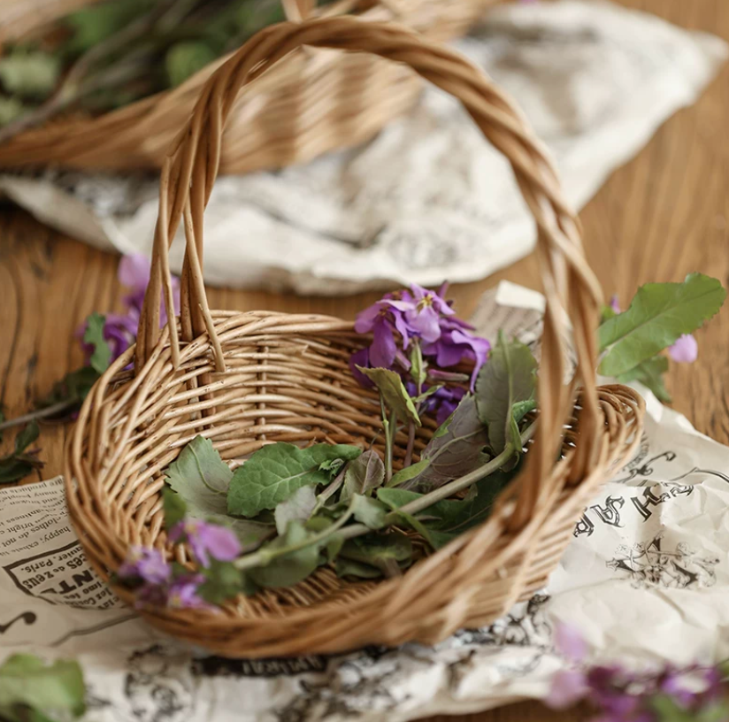 Handwoven Willow & Rattan Basket for Flowers, Storage & Natural Living