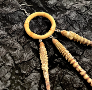 Handcrafted Sea Urchin & Bamboo Drop Earrings