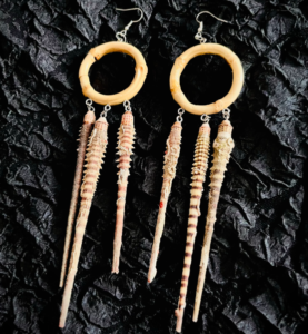 Handcrafted Sea Urchin & Bamboo Drop Earrings