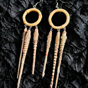 Handcrafted Sea Urchin & Bamboo Drop Earrings