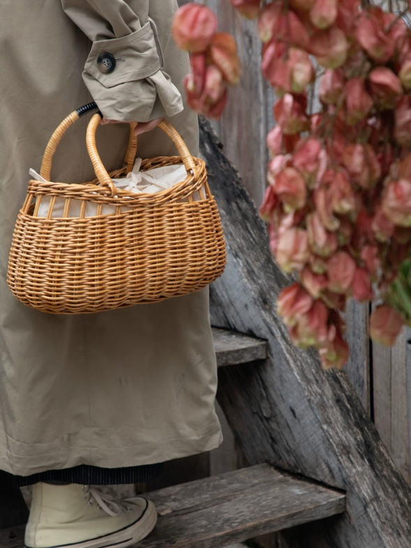 Whisper Vine Handwoven Rattan Basket – Natural Storage & Decorative Accent for Home
