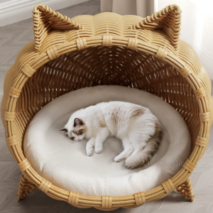 Provide Your Cat with Comfort, Security, and Style with this Artisan Woven Bed