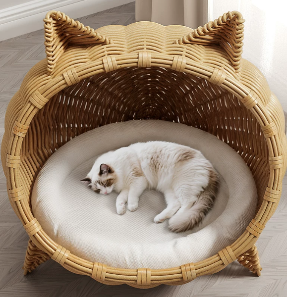 Provide Your Cat with Comfort, Security, and Style with this Artisan Woven Bed