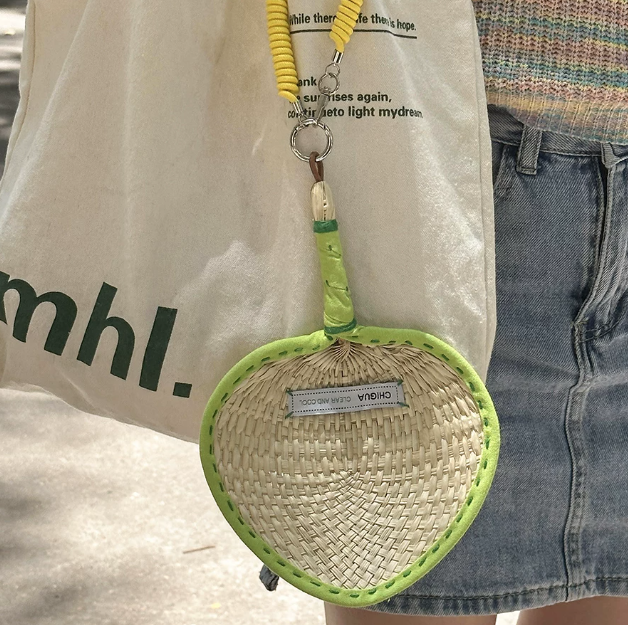 Handwoven Mini Palm Fan – Portable Summer Fan with Hanging Cord