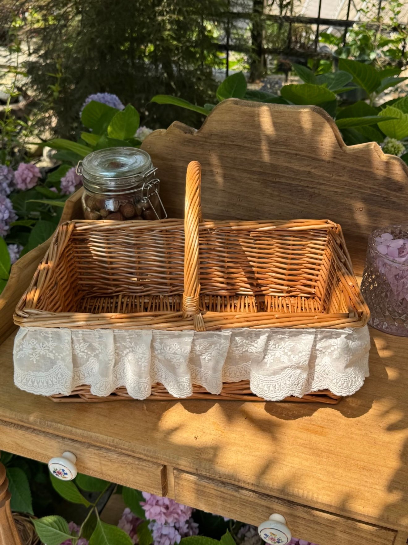 Handwoven Willow Storage Basket – Decorative Tabletop Organizer with Handles