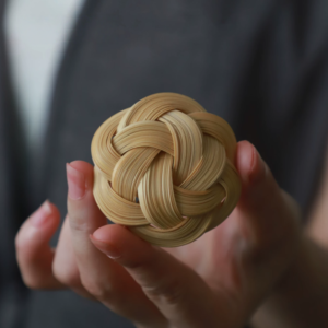 handwoven bamboo flower brooch – elegant oriental inspired statement pin