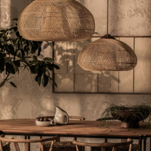 handwoven rattan pendant light – wabi sabi hanging lamp