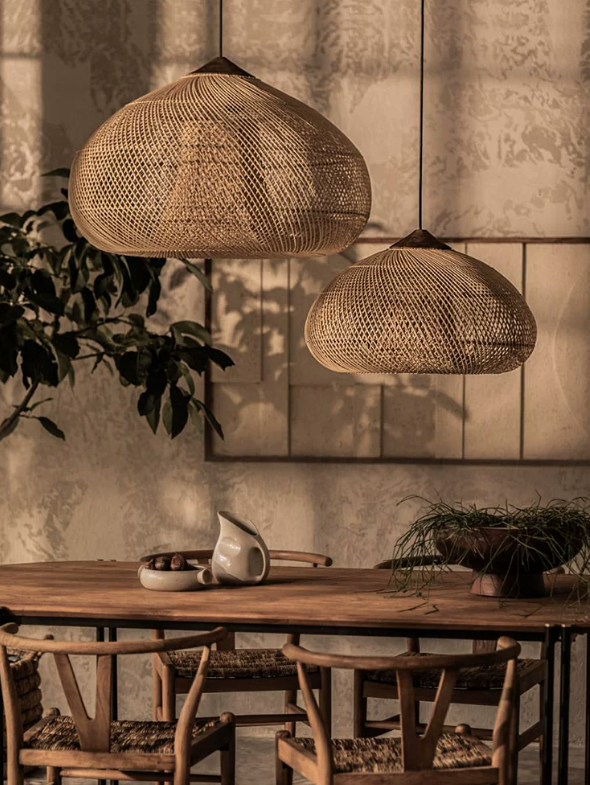 Handwoven Rattan Pendant Light – Wabi-Sabi Hanging Lamp