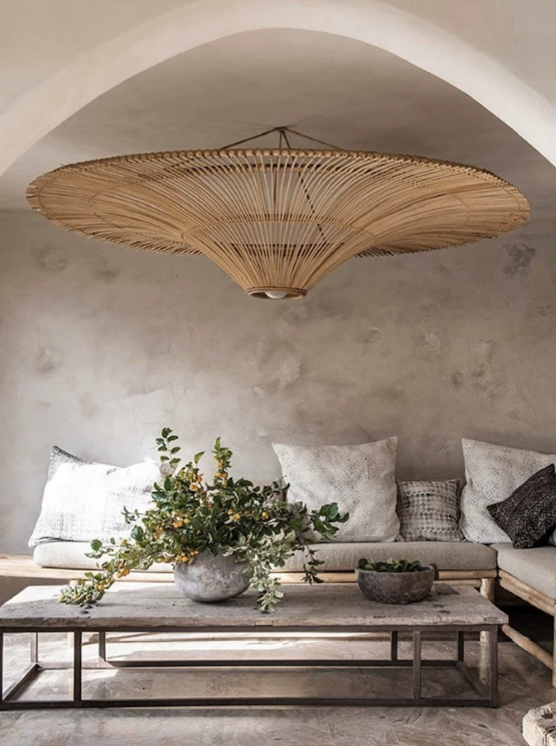 Wabi-Sabi Rattan Ceiling Light | Handmade Woven Pendant Lamp | 50–150cm Natural Bamboo & Rattan Chandelier for Living Room Bedroom Tea House Hotel
