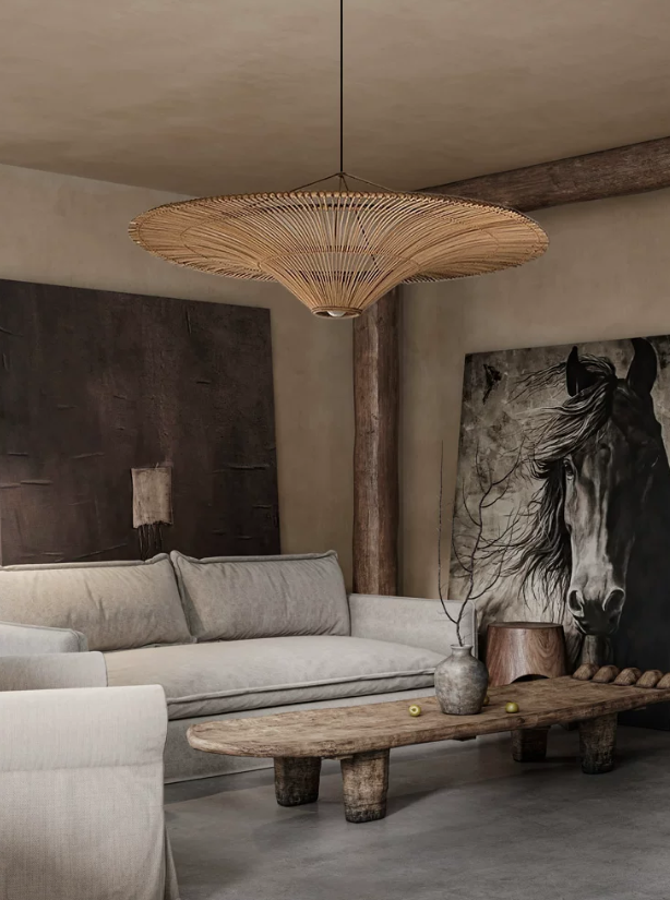 wabi sabi rattan ceiling light | handmade woven pendant lamp | 50–150cm natural bamboo & rattan chandelier for living room bedroom tea house hotel