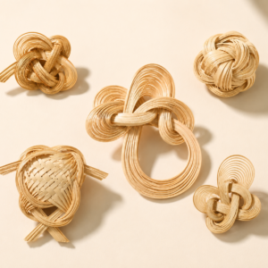 Natural Handwoven Bamboo Brooch | Artisan Wearable Art Pin-Nature Woven