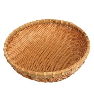Handwoven Bamboo Basket – Natural Round Woven Basket for Kitchen Storage, Food Serving & Rustic Home Decor