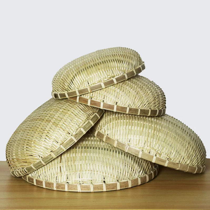 Handwoven Bamboo Basket – Natural Round Woven Basket for Kitchen Storage, Food Serving & Rustic Home Decor