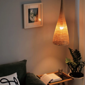 Handwoven Bamboo Pendant Light – Japandi Hanging Lamp for Dining Room, Living Room & Wabi-Sabi Interiors