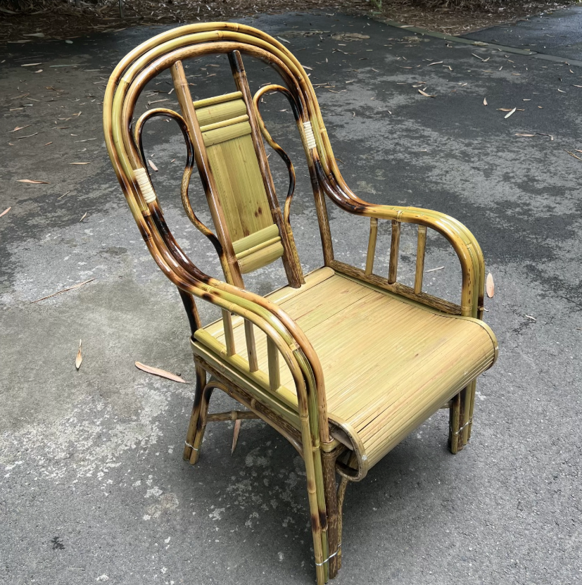 Handwoven Bamboo Lounge Chair – Natural Accent Chair for Japandi, Boho & Wabi-Sabi Home Decor – Bild 3