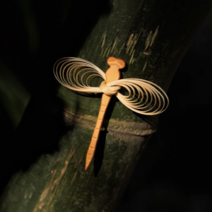 Natural Bamboo Dragonfly Brooch | Artisan Handwoven Statement Pin with Oriental Craftsmanship