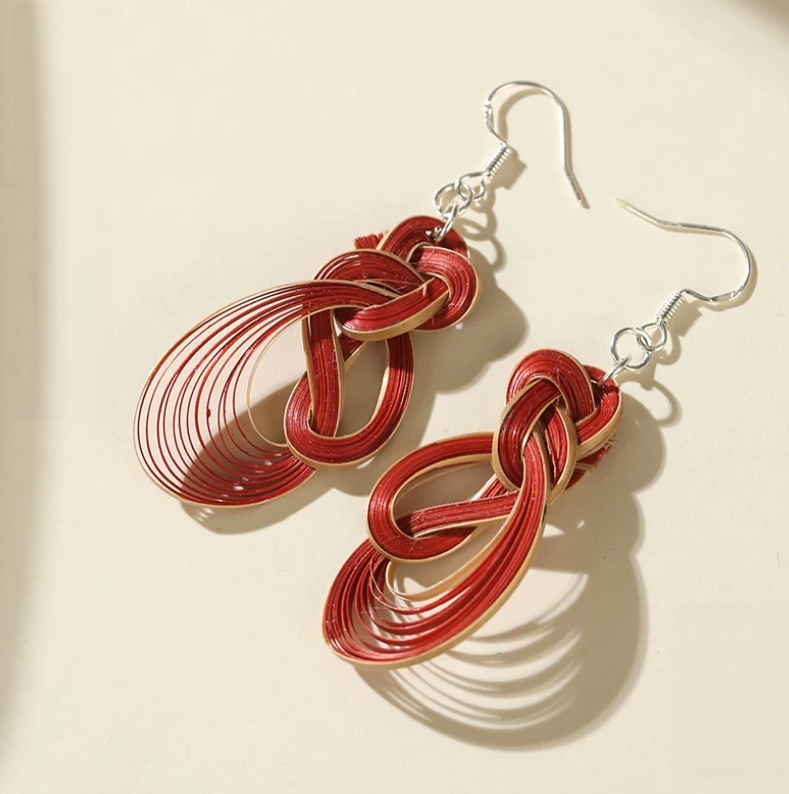 Handwoven Bamboo Nature Earrings | Handmade Artisan Jewelry Inspired by Nature - Image 3